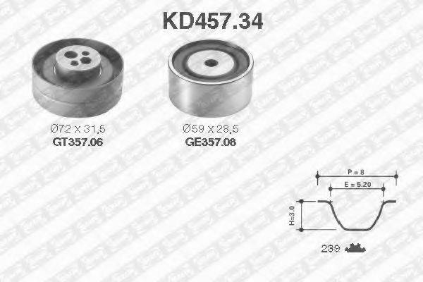 Комплект ременя ГРМ SNR KD457.34