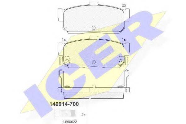 Гальмівні колодки дискові ICER 140914-700