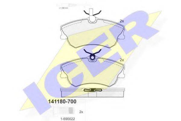 Гальмівні колодки дискові ICER 141180-700