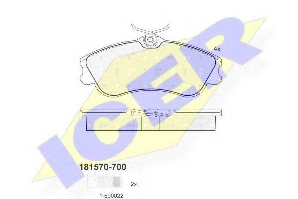 Гальмівні колодки дискові ICER 181570-700