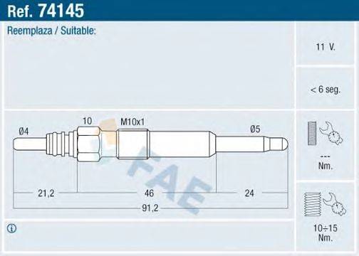 FAE 74145 Свічка розжарювання