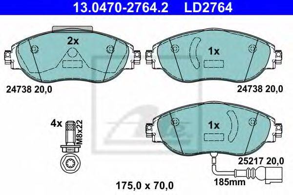 Тормозные колодки ATE 13.0470-2764.2