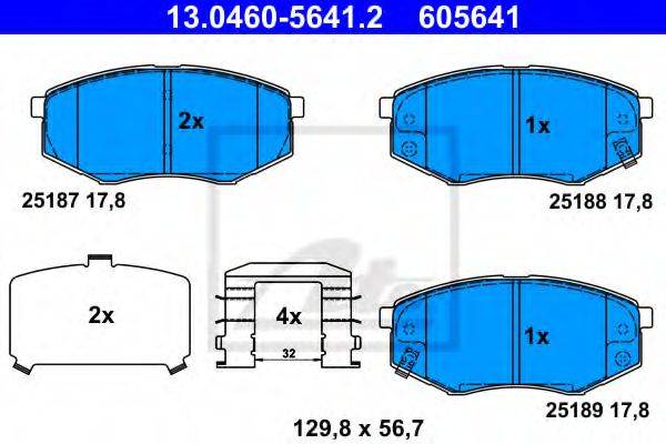 Комплект гальмівних колодок з 4 шт. дисків ATE 13.0460-5641.2