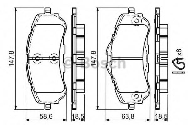 Комплект гальмівних колодок з 4 шт. дисків BOSCH 0 986 494 714