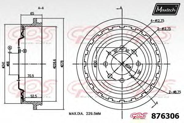 MAXTECH 8763060000 Гальмівний барабан