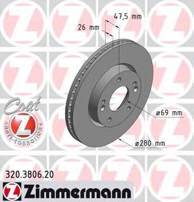 Диск гальмівний ZIMMERMANN 320.3806.20