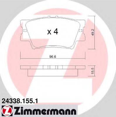 Комплект гальмівних колодок, дискове гальмо ZIMMERMANN 24338.155.1